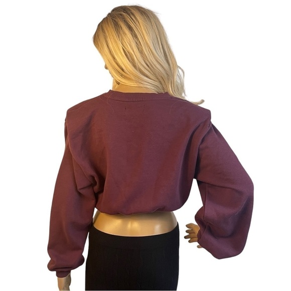 Kendall + Kylie Maroon Cropped Sweatshirt - Picture 6 of 9